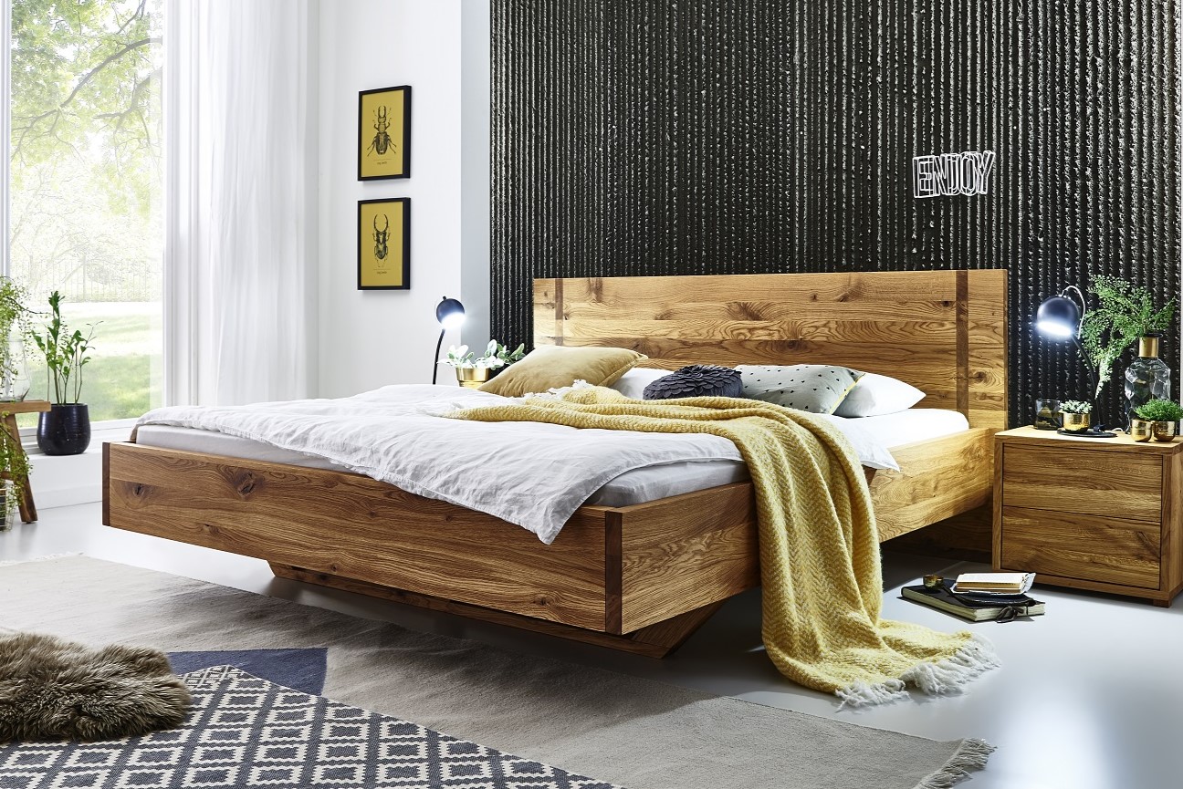 Gradliniges Massivholz - Schwebebettgestell