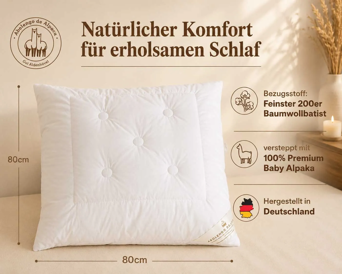 Alpaka - Kopfkissen mit individueller Wunschfüllung