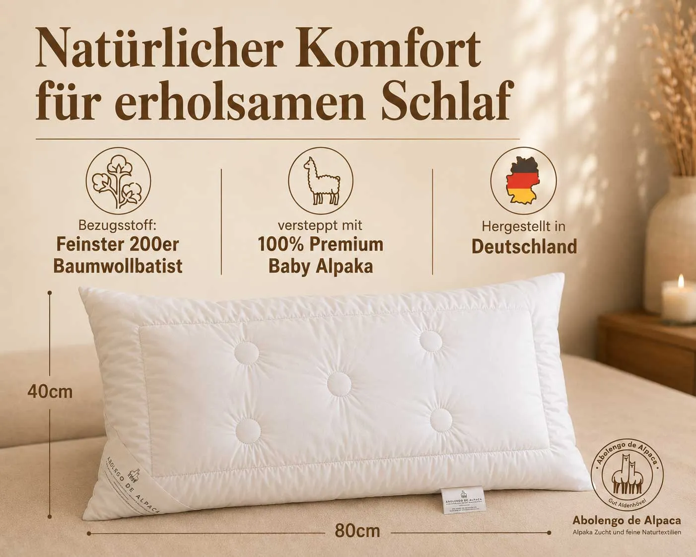 Alpaka - Kopfkissen mit individueller Wunschfüllung