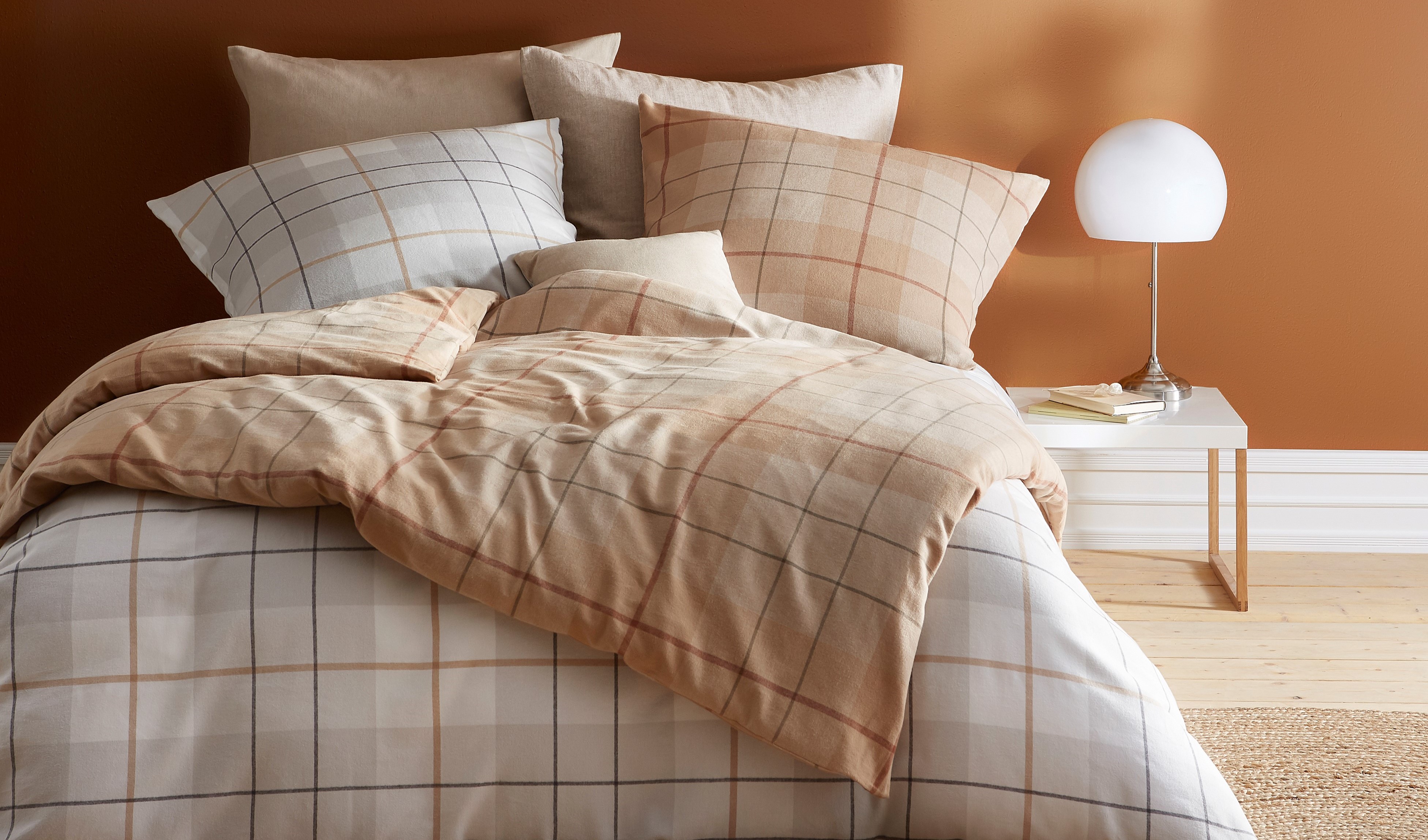 karierte Baumwoll-Flanell Bettwäsche