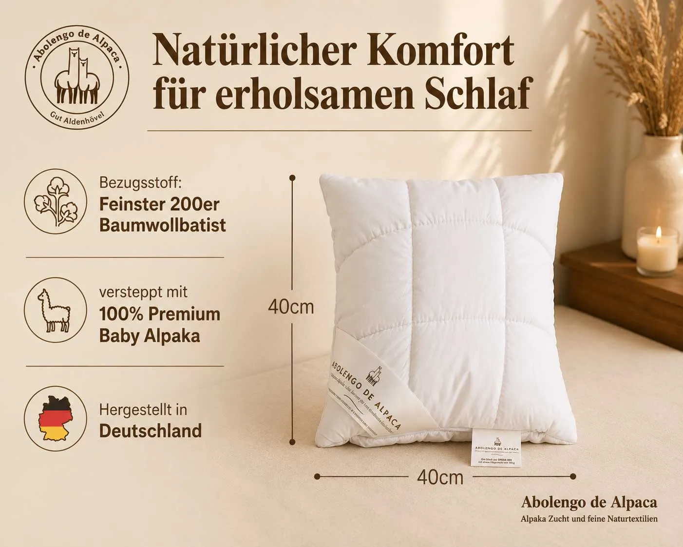 Alpaka - Kopfkissen mit individueller Wunschfüllung