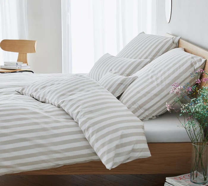 Mako Perkal Bettwäsche mit Blockstreifen