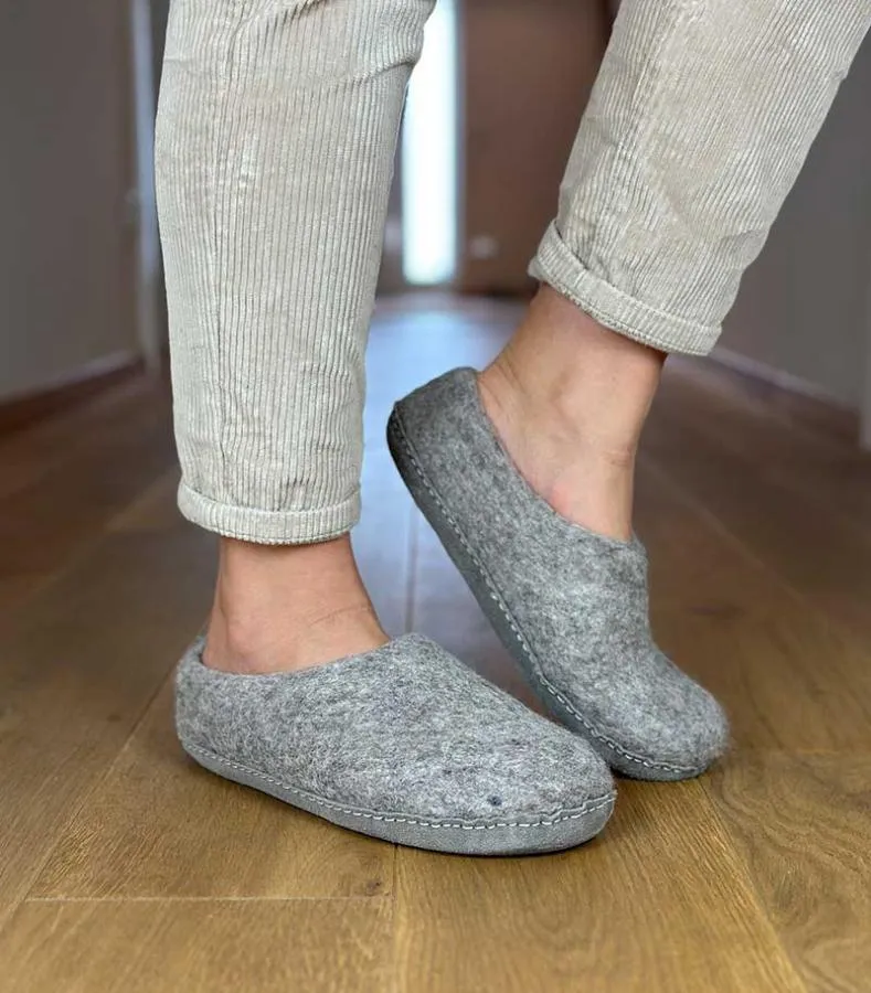 Alpaka Hausschuhe Slipper (hellgrau)