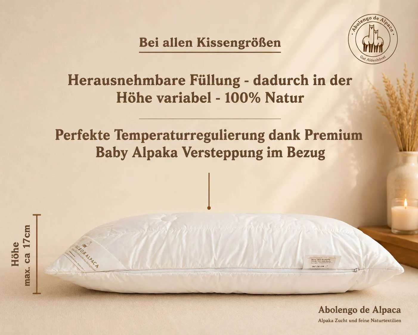 Alpaka - Kopfkissen mit individueller Wunschfüllung