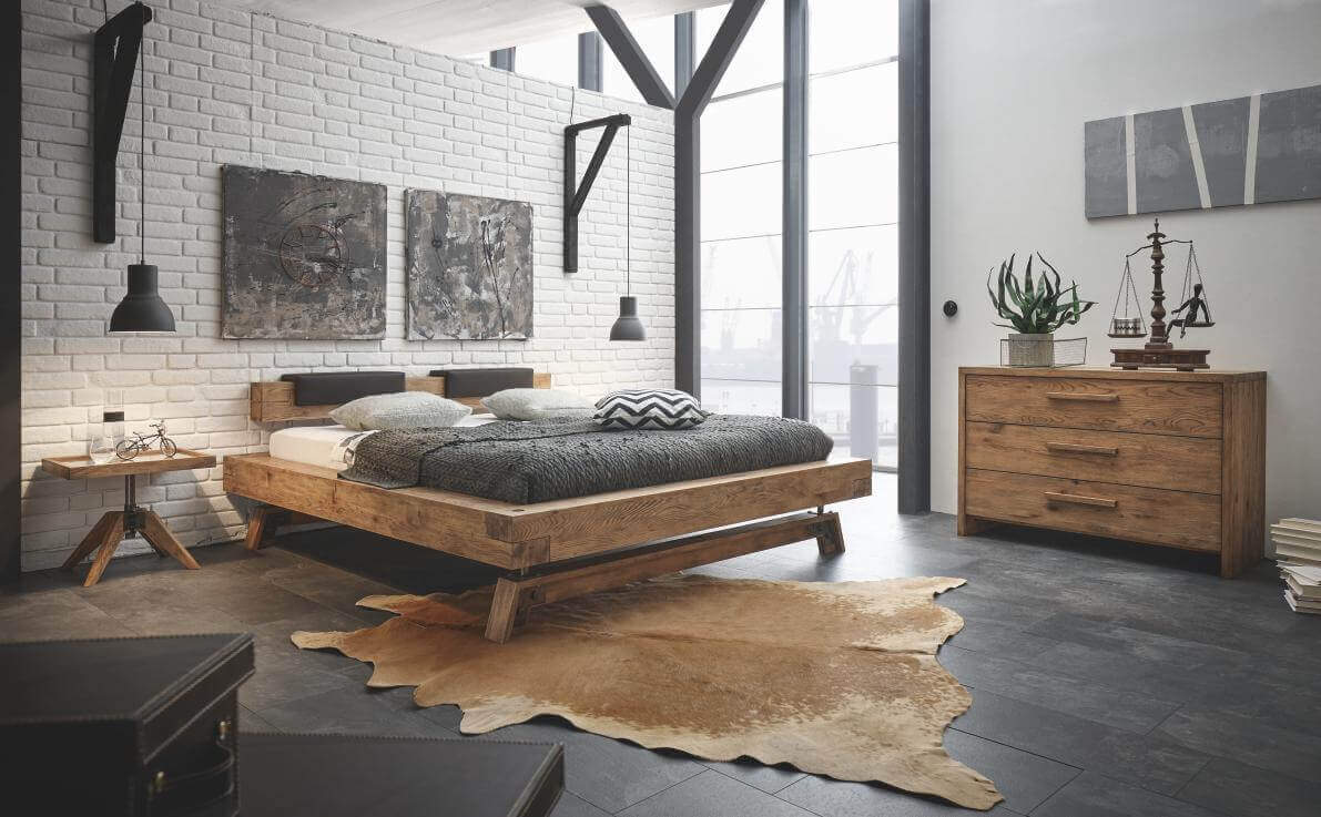 Massivholzbettgestell Wildeiche Vintage Massivholzbettgestell Wildeiche Vintage